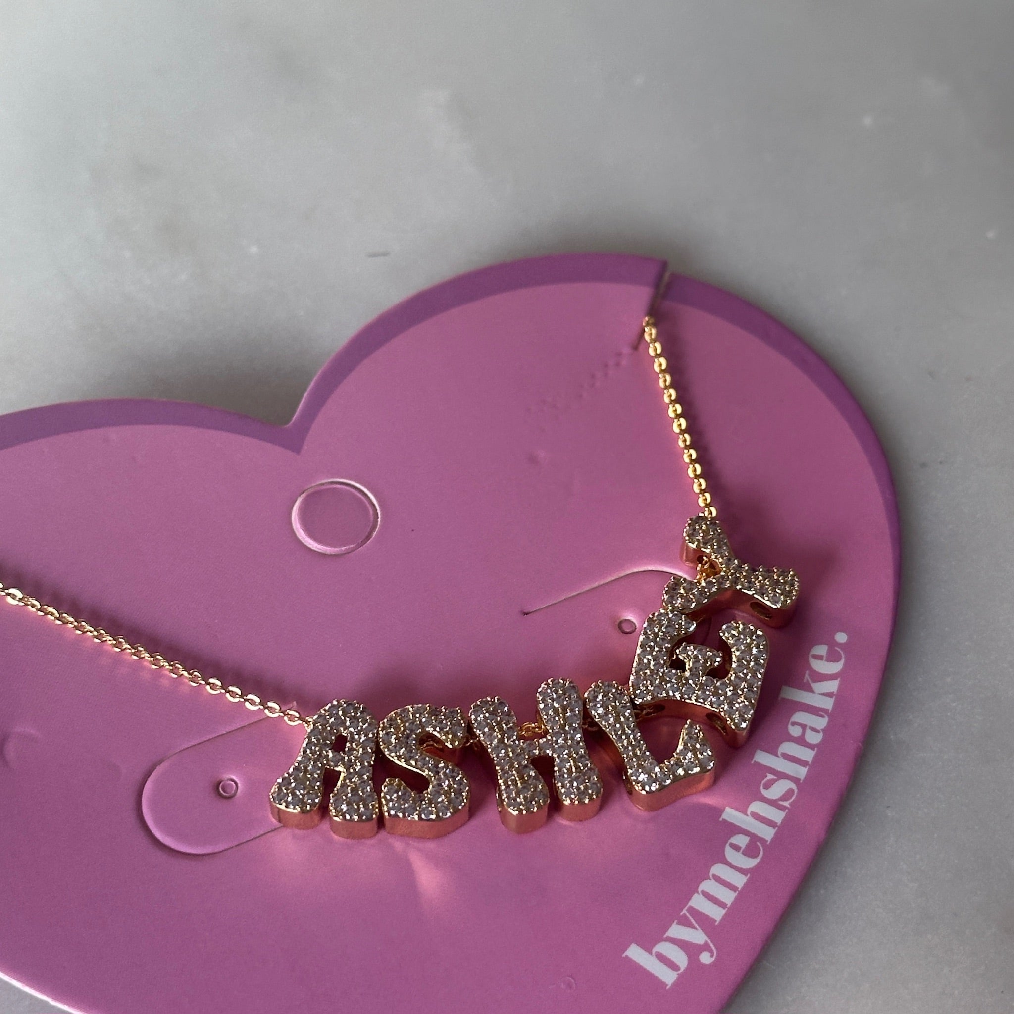 gold bubble letter personalised necklace