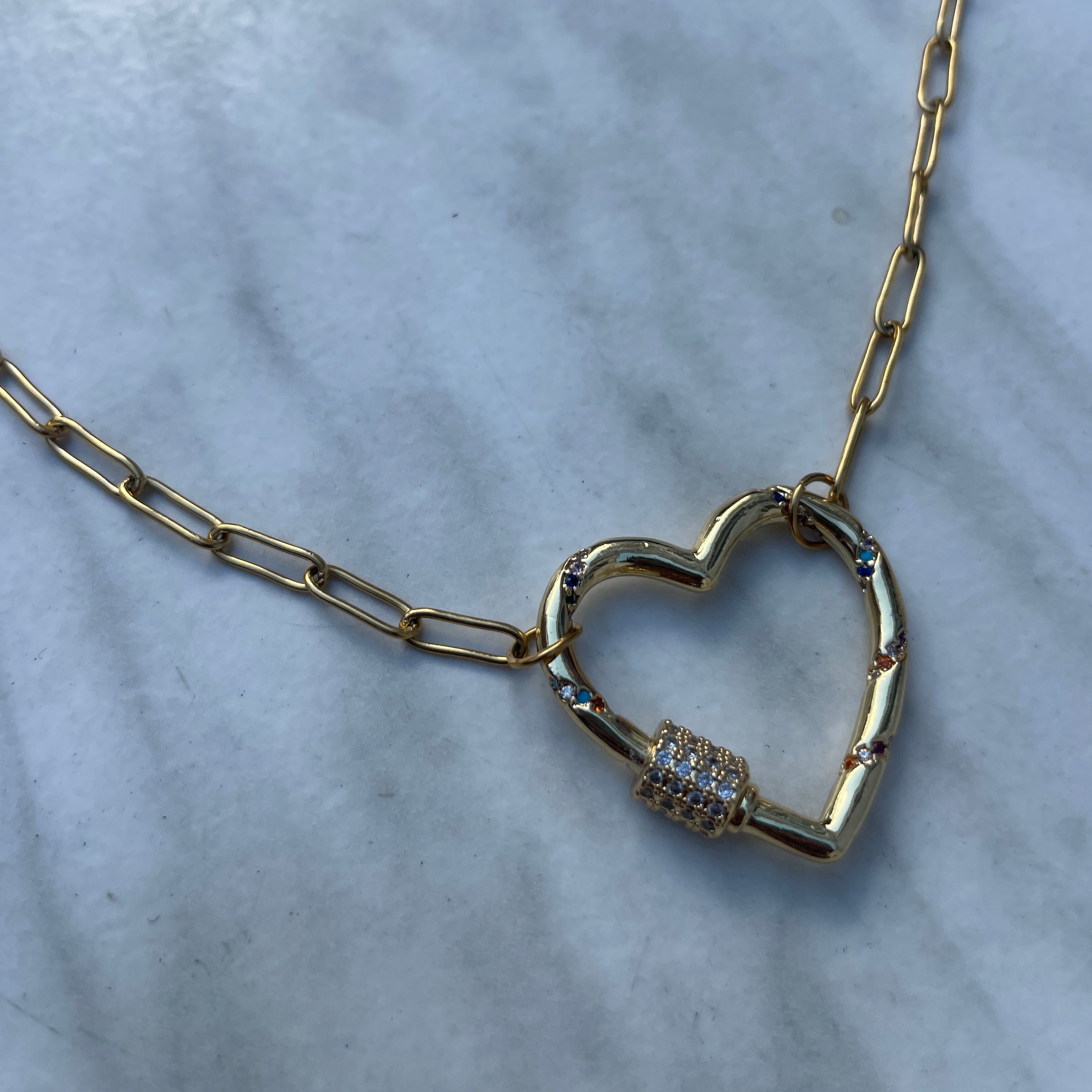 heart connector charm necklace