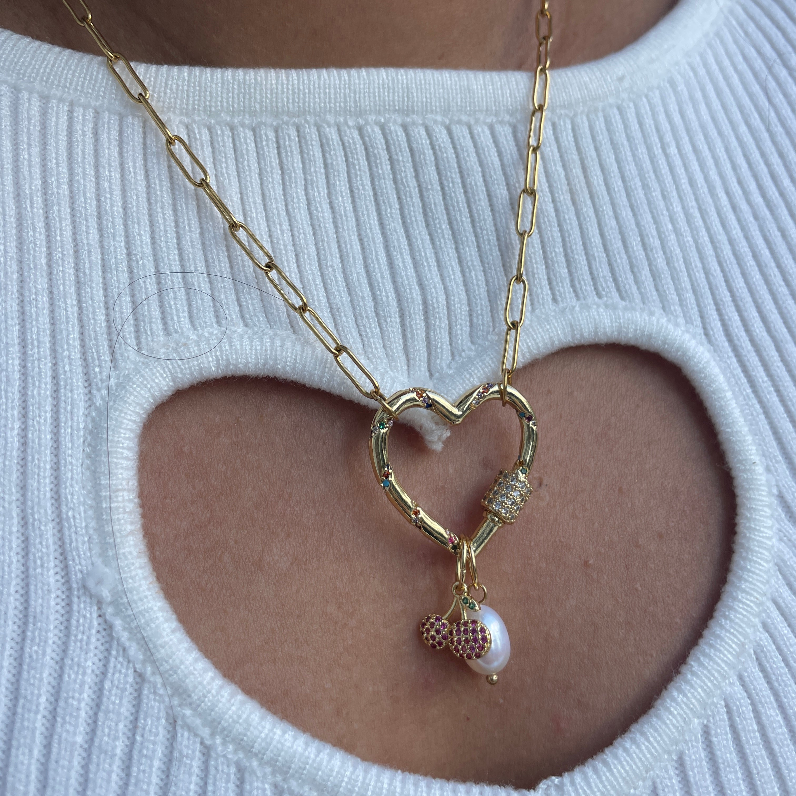 heart connector charm necklace