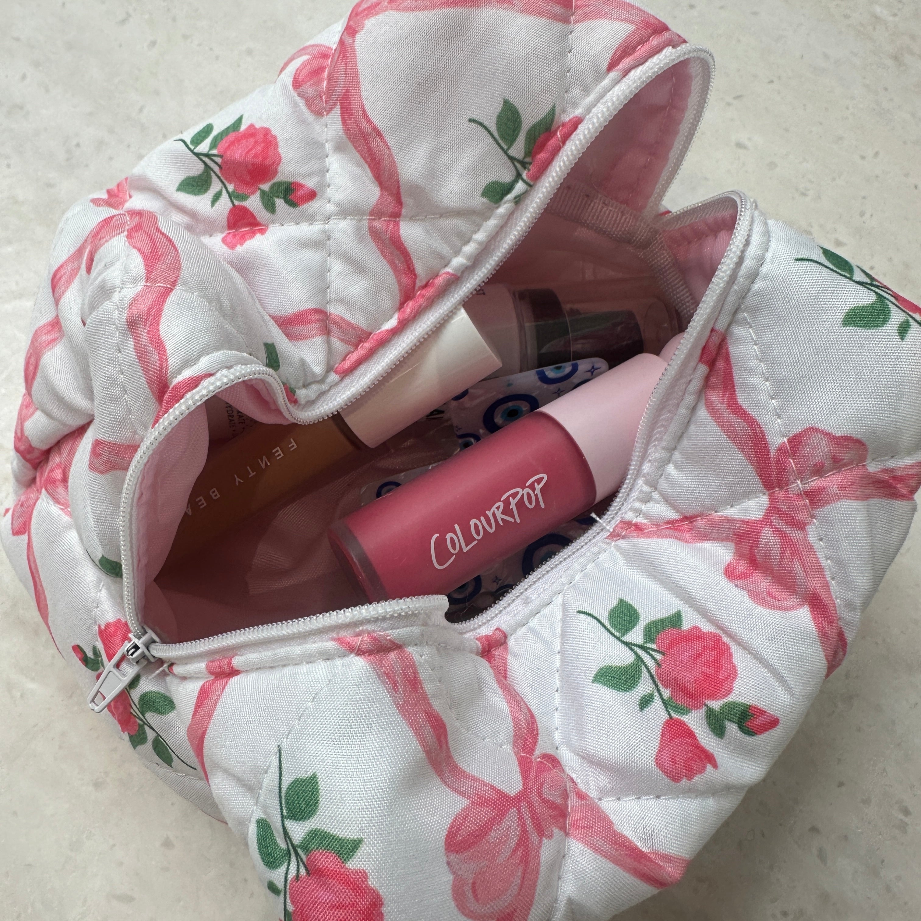 bow flower cosmetic bag