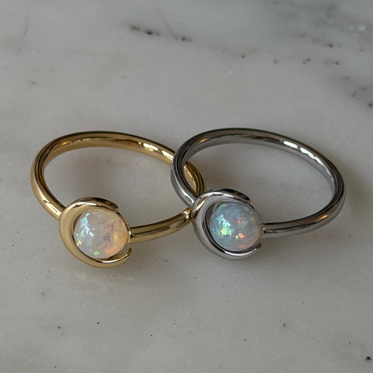Crescent Moon Opal Ring