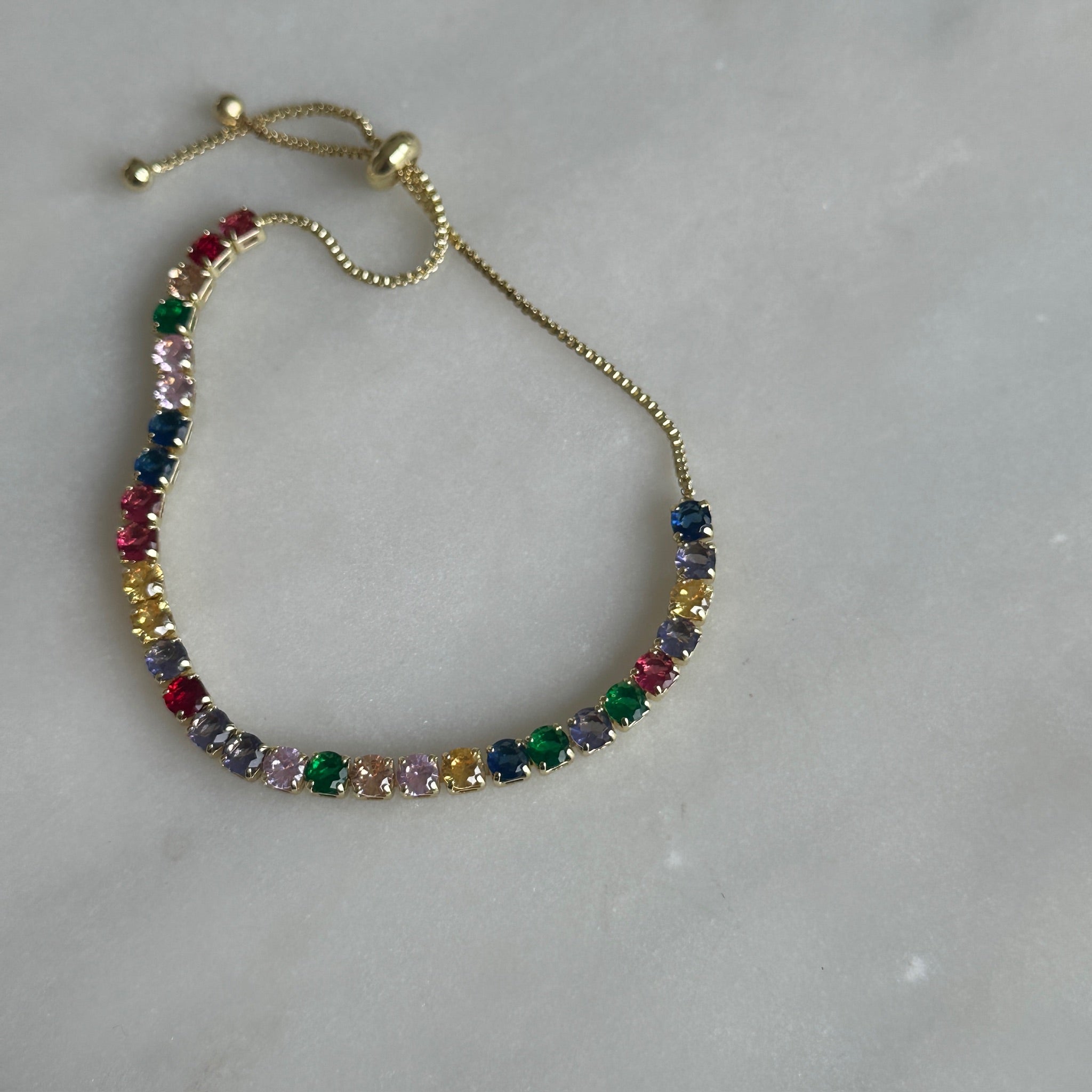 multicoloured tennis bracelet