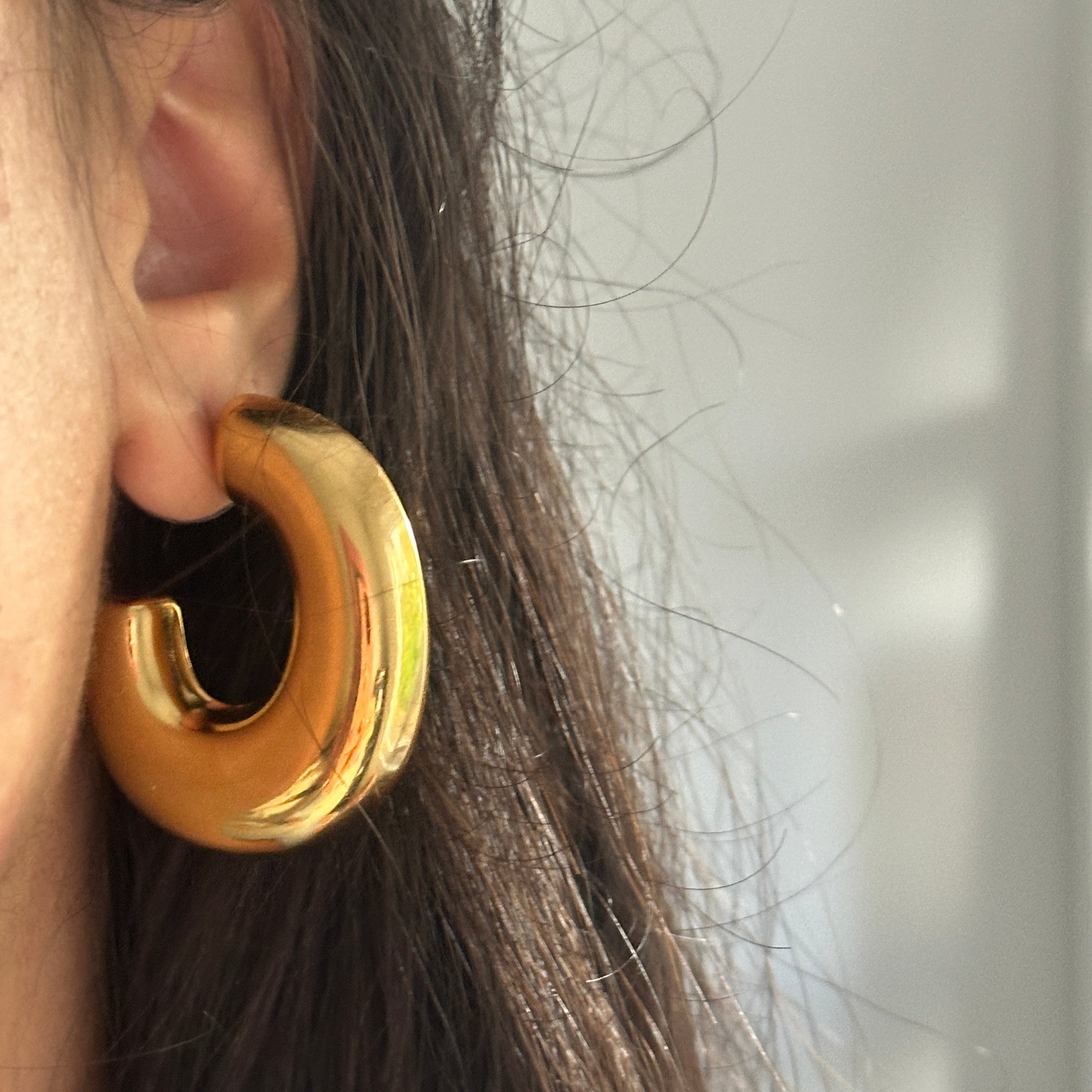 chubby oval hoop earrings