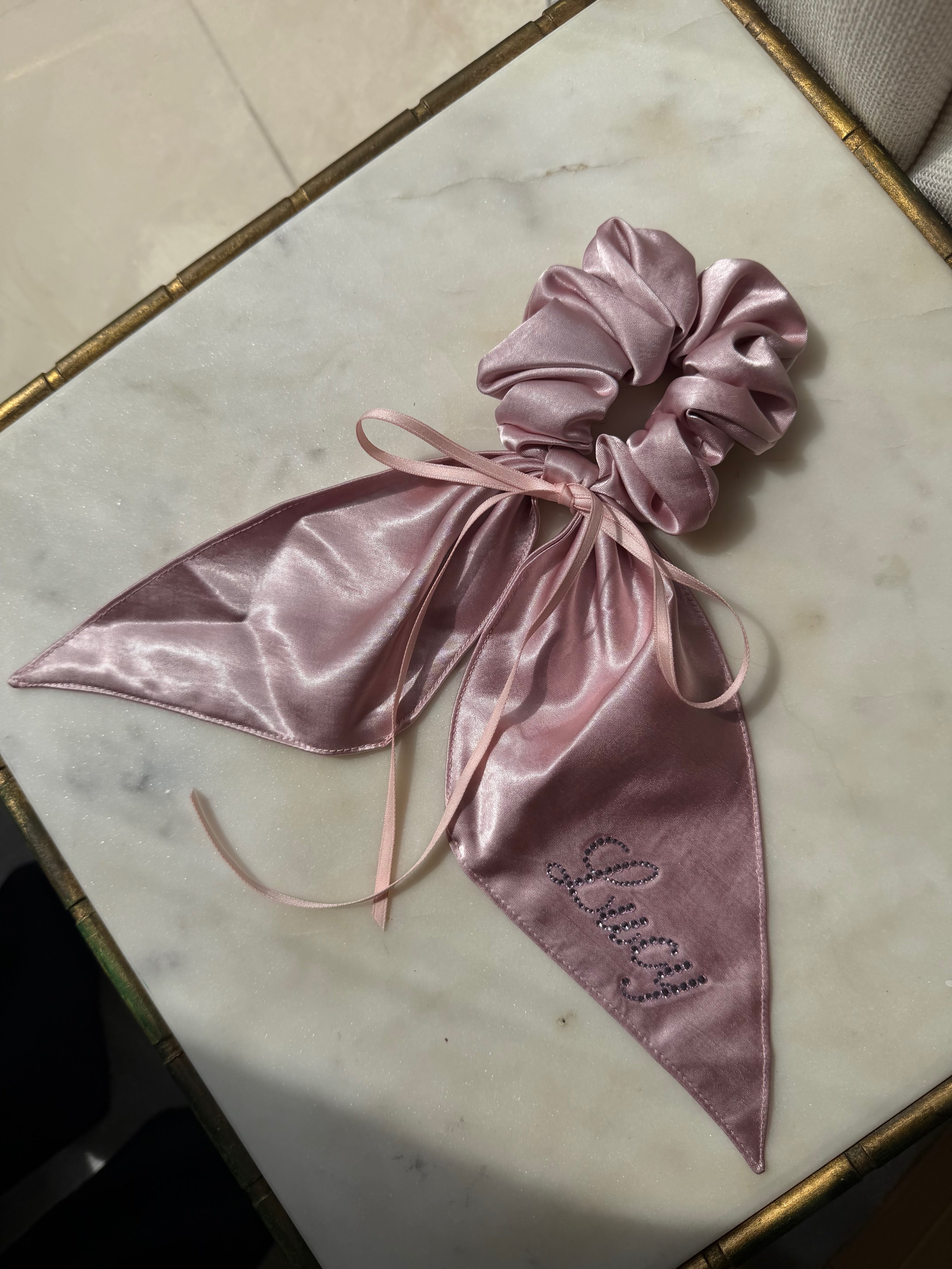 Personalised Rhinestone Bow Scrunchie