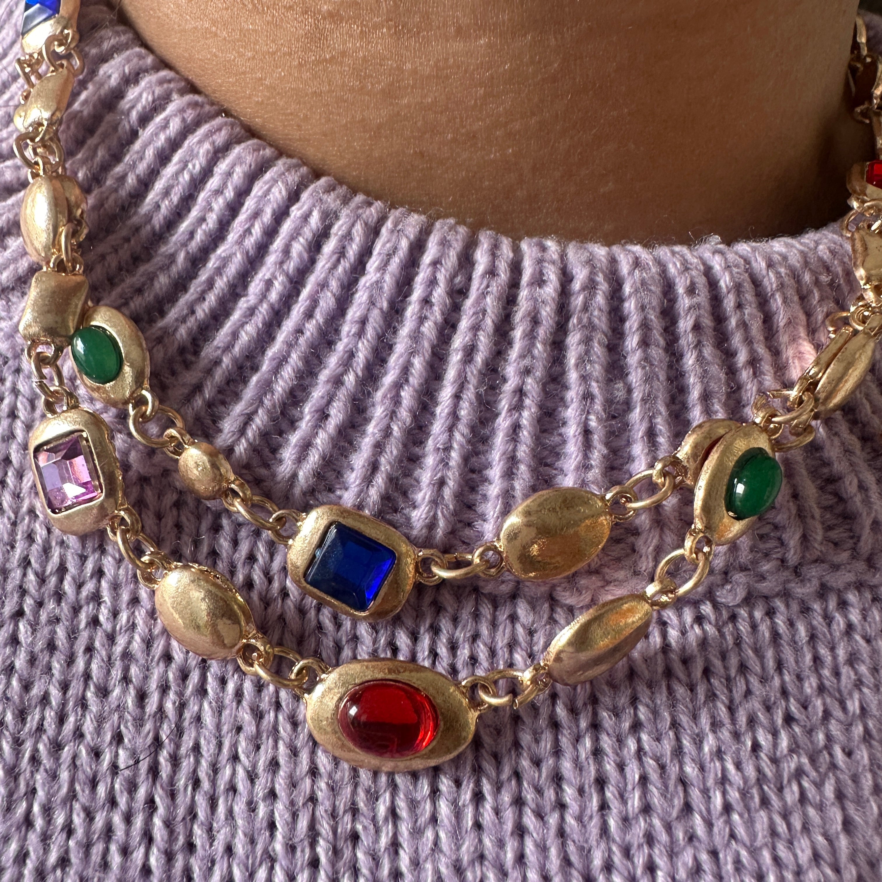 Multi Gem Layered Necklace