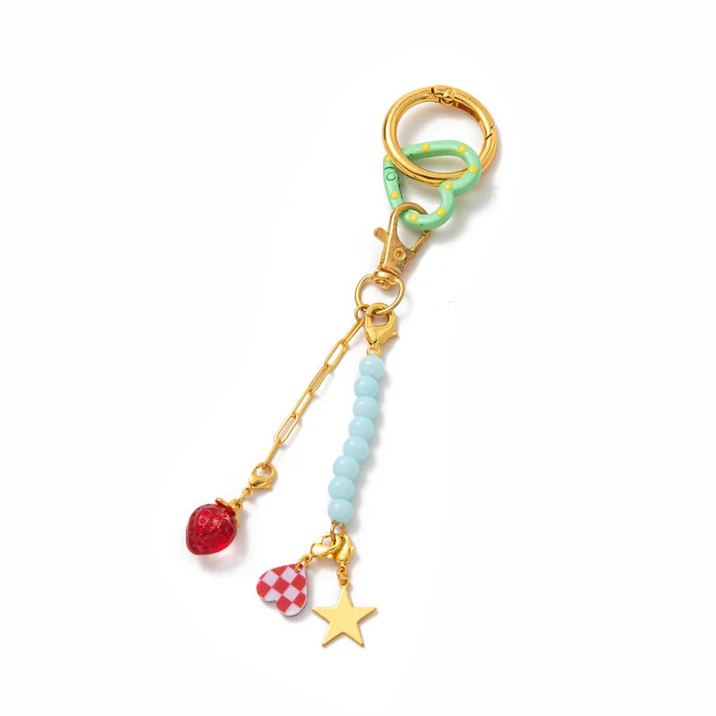 Strawberry Heart Bag Charm