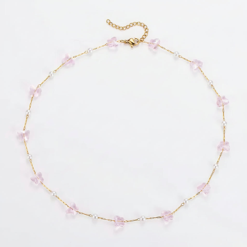 Pink Butterfly Necklace