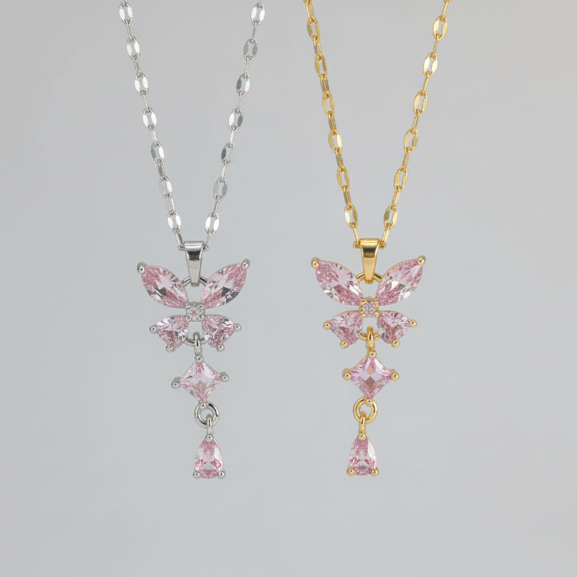 Pink Butterfly Necklace