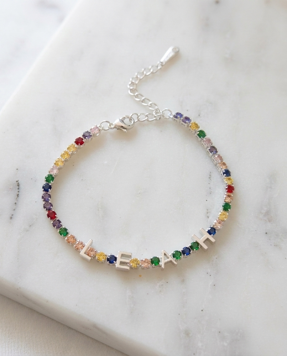 Personalised Name Tennis Bracelet | Custom Crystal Bracelet