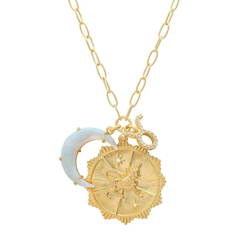 celestial zodiac coin necklace