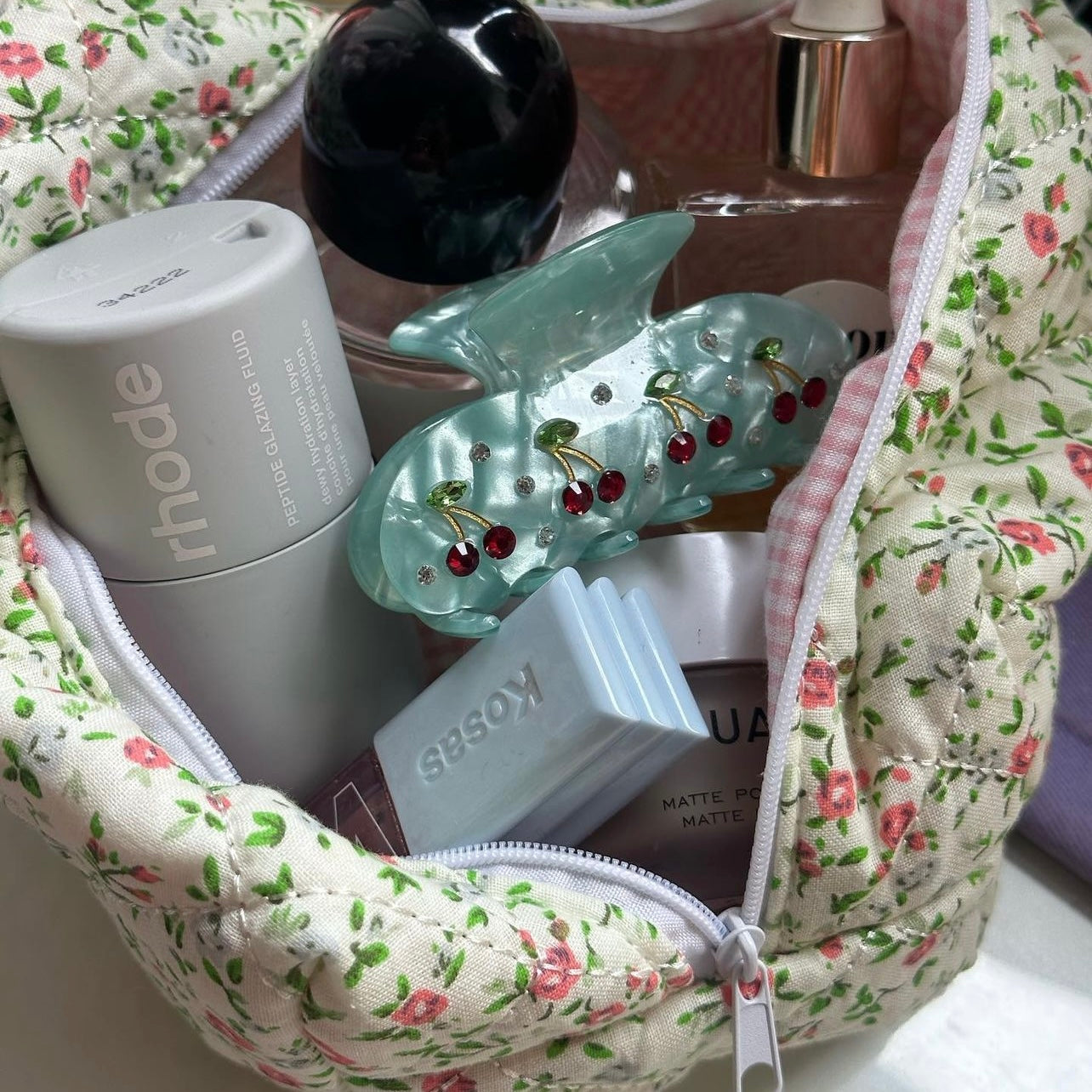 floral cosmetic bag