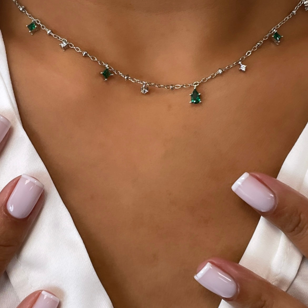 dainty green gem necklace
